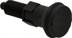 Gibraltar - 3/8-24, 15mm Thread Length, 5mm Plunger Diam, Lockout Knob Handle Indexing Plunger - Plunger Style C, 17mm Body Length, 47mm OAL, Steel - Exact Tooling