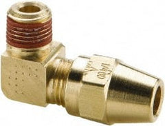 Parker - 1/2" OD, Brass Male Elbow - 400 Max Working psi, -65 to 250°F, Comp x Male NPTF Ends - Exact Tooling