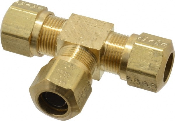 Parker - 1/2" OD, Brass Union Tee - 150 Max Working psi, -40 to 200°F, Comp x Comp x Comp Ends - Exact Tooling