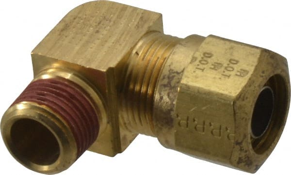 Parker - 5/8" OD, Brass Male Elbow - 150 Max Working psi, -40 to 200°F, Comp x MNPT Ends - Exact Tooling