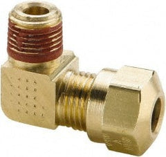 Parker - 3/8" OD, Brass Male Elbow - 150 Max Working psi, -40 to 200°F, Comp x MNPT Ends - Exact Tooling