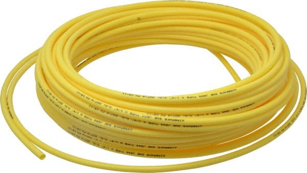 Coilhose Pneumatics - 11/64" ID x 1/4" OD, 0.04" Wall Thickness, 100' Long, Nylon 11 Tube - Yellow, 150 Max psi - Exact Tooling