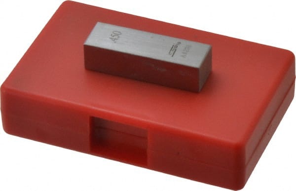SPI - 0.45" Rectangular Steel Gage Block - Accuracy Grade AS-1, Includes NIST Traceability Certification - Exact Tooling