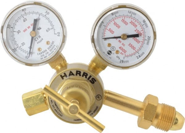 Harris Products - 580 CGA Inlet Connection, Male Fitting, 60 Max psi, Argon Welding Regulator - 5/8-18 Thread, Right Hand Rotation - Exact Tooling