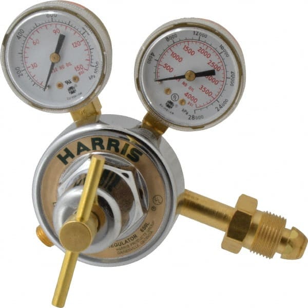 Harris Products - 580 CGA Inlet Connection, Male Fitting, 100 Max psi, Argon, Nitrogen & Helium Welding Regulator - 9/16-18 Thread, Right Hand Rotation - Exact Tooling
