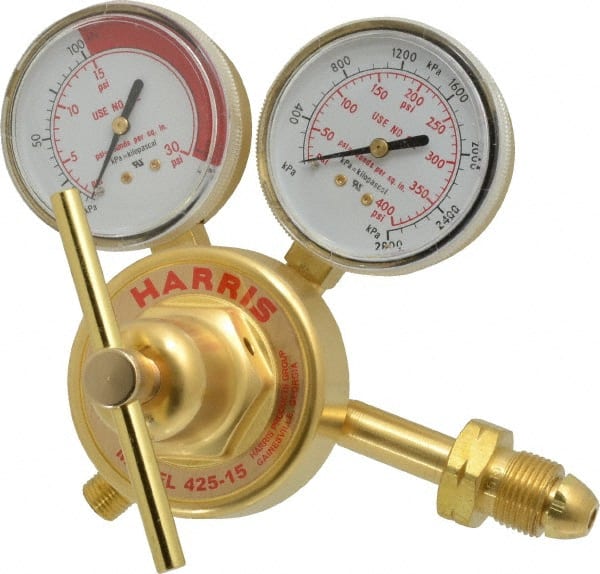 Harris Products - 510 CGA Inlet Connection, Male Fitting, 15 Max psi, Acetylene Welding Regulator - 9/16-18 Thread, Left Hand Rotation - Exact Tooling