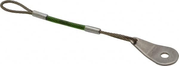 Jergens - 4" Long, Stainless Steel Cable Loop & Tab with Hole End, Quick Release Pin Lanyard - 1/16" Cable Diam, 13/64" Hole Diam, Nylon Cable - Exact Tooling