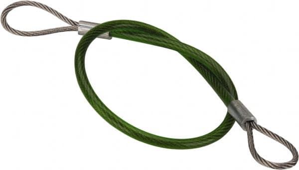 Jergens - 10" Long, Stainless Steel Cable Loop & Loop End, Quick Release Pin Lanyard - 1/16" Cable Diam, Nylon Cable - Exact Tooling