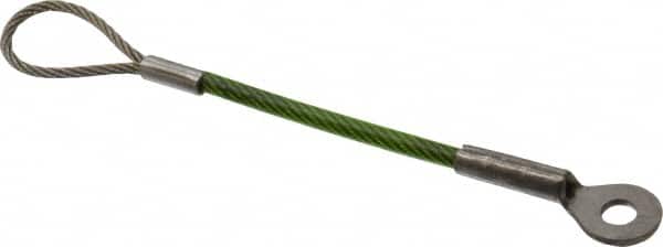 Jergens - 4" Long, Stainless Steel Cable Loop & Eye End, Quick Release Pin Lanyard - 1/16" Cable Diam, 3/16" Hole Diam, Nylon Cable - Exact Tooling