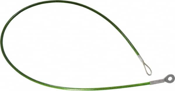 Jergens - 20" Long, Stainless Steel Cable Loop & Eye End, Quick Release Pin Lanyard - 1/16" Cable Diam, 3/16" Hole Diam, Nylon Cable - Exact Tooling