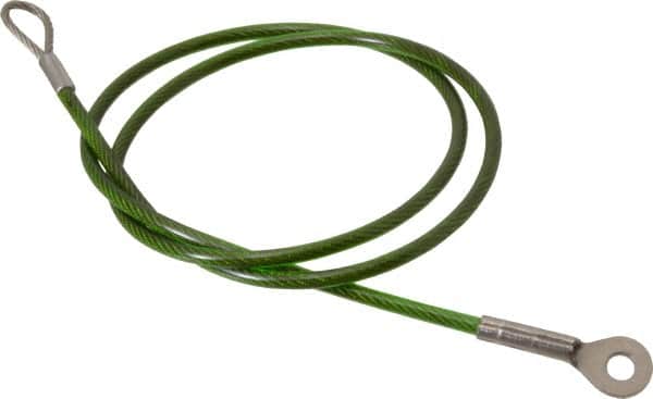 Jergens - 24" Long, Stainless Steel Cable Loop & Eye End, Quick Release Pin Lanyard - 1/16" Cable Diam, 3/16" Hole Diam, Nylon Cable - Exact Tooling