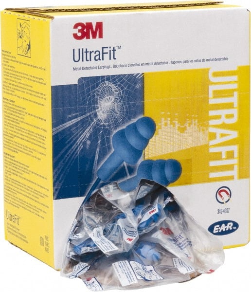 3M - Metal Detectable, Reusable, Corded, 25 dB, Flange Earplugs - Blue, 100 Pairs - Exact Tooling
