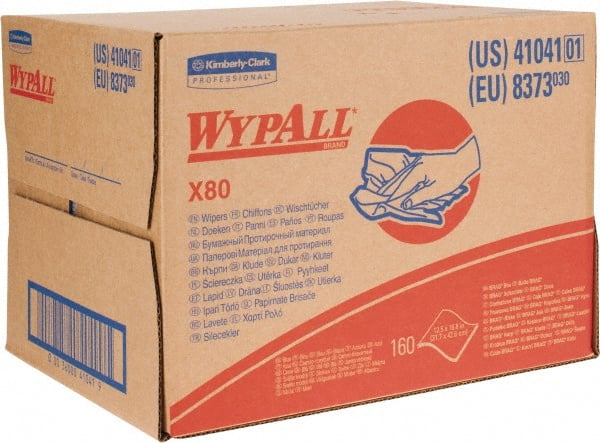 WypAll - X80 Dry Shop Towel/Industrial Wipes - Brag Box/Double Top Box, 16-3/4" x 12-1/2" Sheet Size, Blue - Exact Tooling