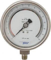 Wika - 4" Dial, 1/4 Thread, 0-15 Scale Range, Pressure Gauge - Lower Connection Mount, Accurate to 0.25% of Scale - Exact Tooling
