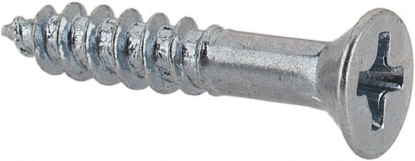 Value Collection - #4, 5/8" OAL, Phillips Drive, Flat Head Wood Screw - Zinc Plated Steel, Grade 2 - Exact Tooling
