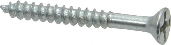 Value Collection - #6, 1-1/4" OAL, Phillips Drive, Flat Head Wood Screw - Zinc Plated Steel, Grade 2 - Exact Tooling