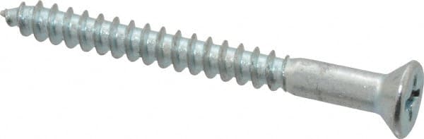Value Collection - #6, 1-1/2" OAL, Phillips Drive, Flat Head Wood Screw - Zinc Plated Steel, Grade 2 - Exact Tooling