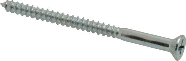 Value Collection - #6, 2" OAL, Phillips Drive, Flat Head Wood Screw - Zinc Plated Steel, Grade 2 - Exact Tooling