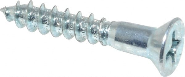 Value Collection - #8, 1" OAL, Phillips Drive, Flat Head Wood Screw - Zinc Plated Steel, Grade 2 - Exact Tooling