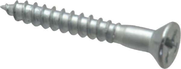 Value Collection - #8, 1-1/4" OAL, Phillips Drive, Flat Head Wood Screw - Zinc Plated Steel, Grade 2 - Exact Tooling