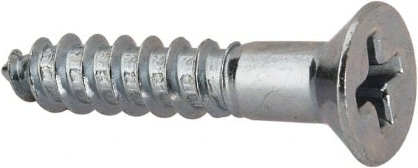 Value Collection - #9, 1" OAL, Phillips Drive, Flat Head Wood Screw - ASME B18.6.1, Zinc Plated Steel, Grade 2 - Exact Tooling