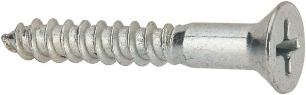 Value Collection - #9, 1-1/4" OAL, Phillips Drive, Flat Head Wood Screw - ASME B18.6.1, Zinc Plated Steel, Grade 2 - Exact Tooling