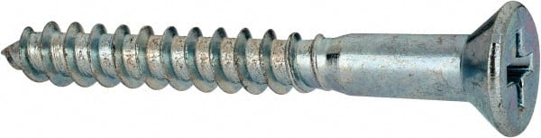 Value Collection - #9, 1-1/2" OAL, Phillips Drive, Flat Head Wood Screw - ASME B18.6.1, Zinc Plated Steel, Grade 2 - Exact Tooling