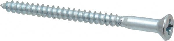 Value Collection - #10, 2-1/2" OAL, Phillips Drive, Flat Head Wood Screw - ASME B18.6.1, Zinc Plated Steel, Grade 2 - Exact Tooling