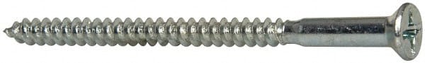 Value Collection - #10, 3" OAL, Phillips Drive, Flat Head Wood Screw - ASME B18.6.1, Zinc Plated Steel, Grade 2 - Exact Tooling