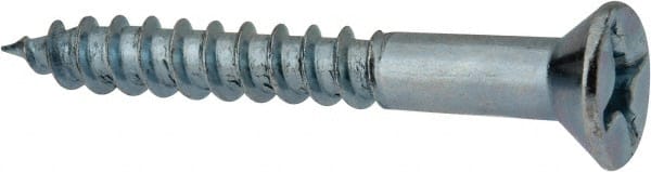 Value Collection - #12, 1-3/4" OAL, Phillips Drive, Flat Head Wood Screw - ASME B18.6.1, Zinc Plated Steel, Grade 2 - Exact Tooling