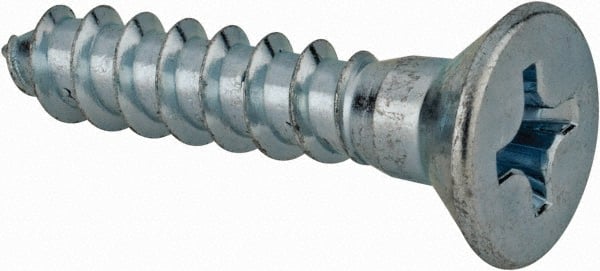 Value Collection - #14, 1-1/4" OAL, Phillips Drive, Flat Head Wood Screw - ASME B18.6.1, Zinc Plated Steel, Grade 2 - Exact Tooling