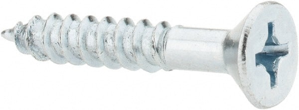 Value Collection - #14, 1-1/2" OAL, Phillips Drive, Flat Head Wood Screw - ASME B18.6.1, Zinc Plated Steel, Grade 2 - Exact Tooling