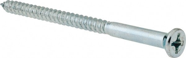 Value Collection - #14, 4" OAL, Phillips Drive, Flat Head Wood Screw - ASME B18.6.1, Zinc Plated Steel, Grade 2 - Exact Tooling