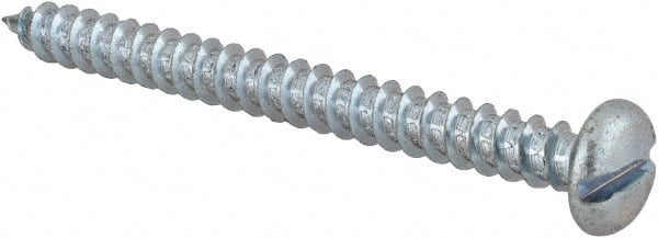Value Collection - #12 Pan Head Slotted Sheet Metal Screw - Steel, 2-1/2" Length Under Head, Grade 2 - Exact Tooling