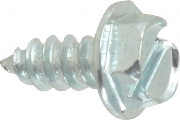 Value Collection - #8 Hex Washer Head Slotted Sheet Metal Screw - Steel, 3/8" Length Under Head, Grade 2 - Exact Tooling