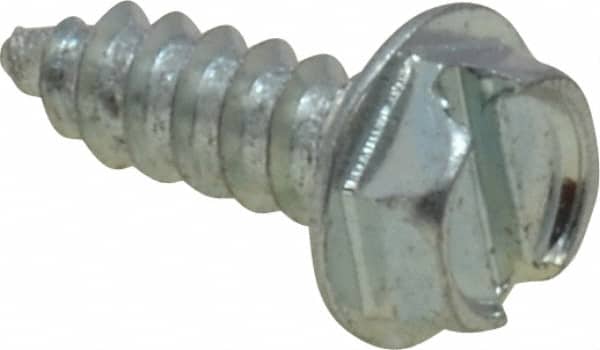 Value Collection - #8 Hex Washer Head Slotted Sheet Metal Screw - Steel, 1/2" Length Under Head, Grade 2 - Exact Tooling