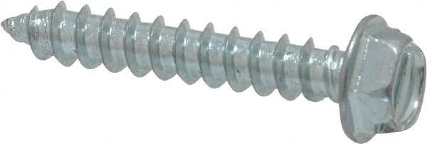 Value Collection - #8 Hex Washer Head Slotted Sheet Metal Screw - Steel, 1" Length Under Head, Grade 2 - Exact Tooling