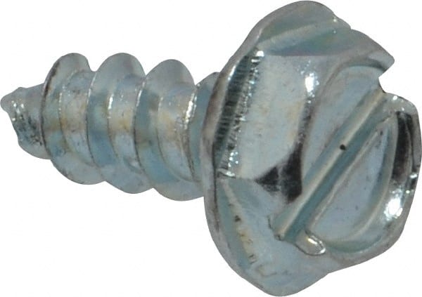 Value Collection - #10 Hex Washer Head Slotted Sheet Metal Screw - Steel, 1/2" Length Under Head, Grade 2 - Exact Tooling