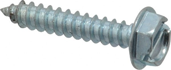 Value Collection - #10 Hex Washer Head Slotted Sheet Metal Screw - Steel, 1" Length Under Head, Grade 2 - Exact Tooling