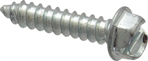 Value Collection - #12 Hex Washer Head Slotted Sheet Metal Screw - Steel, 1" Length Under Head, Grade 2 - Exact Tooling
