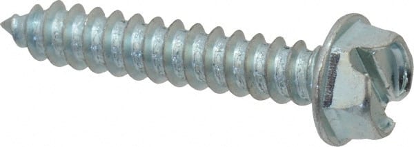 Value Collection - #12 Hex Washer Head Slotted Sheet Metal Screw - Steel, 1-1/4" Length Under Head, Grade 2 - Exact Tooling