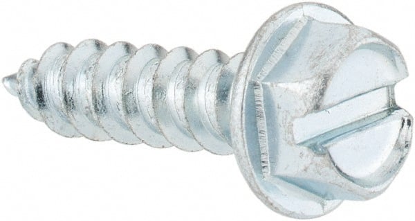 Value Collection - #14 Hex Washer Head Slotted Sheet Metal Screw - Steel, 1" Length Under Head, Grade 2 - Exact Tooling