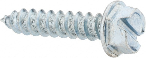 Value Collection - #14 Hex Washer Head Slotted Sheet Metal Screw - Steel, 1-1/4" Length Under Head, Grade 2 - Exact Tooling
