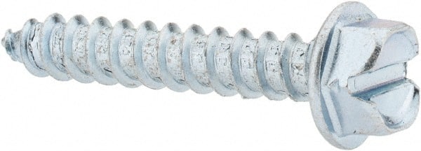 Value Collection - #14 Hex Washer Head Slotted Sheet Metal Screw - Steel, 1-1/2" Length Under Head, Grade 2 - Exact Tooling