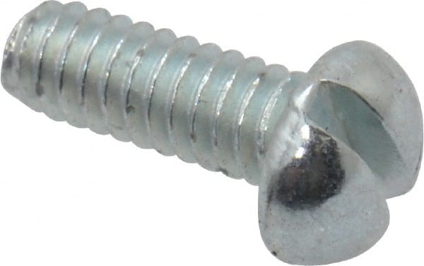 Value Collection - #2-56 UNC, 1/4" Length Under Head Slotted Drive Machine Screw - Round Head, Grade J82 Steel, Zinc-Plated Finish, Without Washer - Exact Tooling