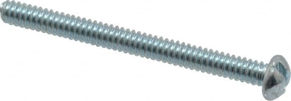 Value Collection - #4-40 UNC, 1-1/4" Length Under Head Slotted Drive Machine Screw - Round Head, Alloy Steel, Zinc-Plated Finish, Without Washer - Exact Tooling