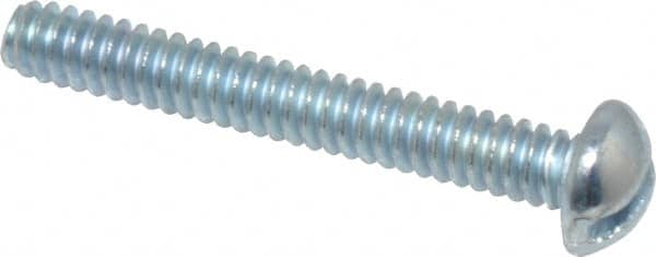 Value Collection - #6-32 UNC, 1" Length Under Head Slotted Drive Machine Screw - Round Head, Grade J82 Steel, Zinc-Plated Finish, Without Washer - Exact Tooling