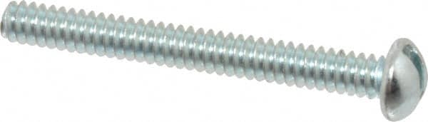 Value Collection - #6-32 UNC, 1-1/4" Length Under Head Slotted Drive Machine Screw - Round Head, Alloy Steel, Zinc-Plated Finish, Without Washer - Exact Tooling