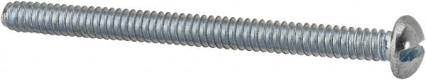 Value Collection - #6-32 UNC, 1-3/4" Length Under Head Slotted Drive Machine Screw - Round Head, Alloy Steel, Zinc-Plated Finish, Without Washer - Exact Tooling