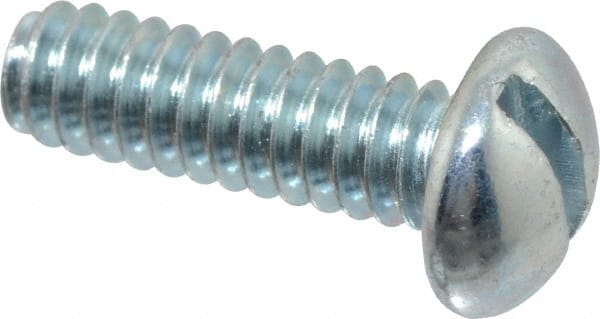 Value Collection - #10-24 UNC, 5/8" Length Under Head Slotted Drive Machine Screw - Round Head, Alloy Steel, Zinc-Plated Finish, Without Washer - Exact Tooling